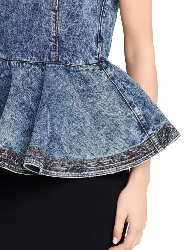 Alaïa Women's Denim Peplum Top | Thumbnail 5