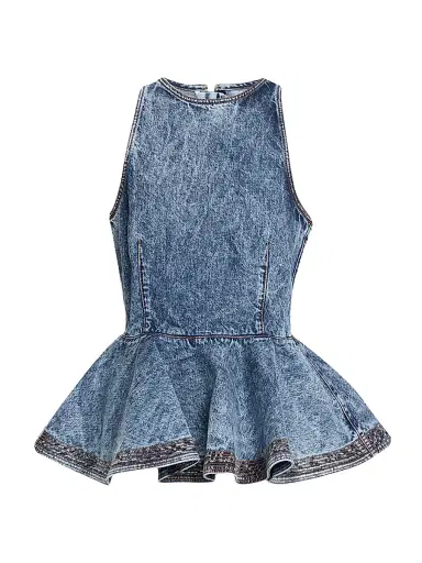 Alaïa Women's Denim Peplum Top | Thumbnail 1