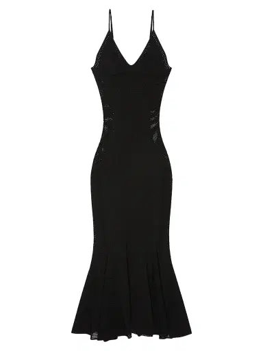 Givenchy Women's Midi Dress in Openwork Knit - Black | Thumbnail 1