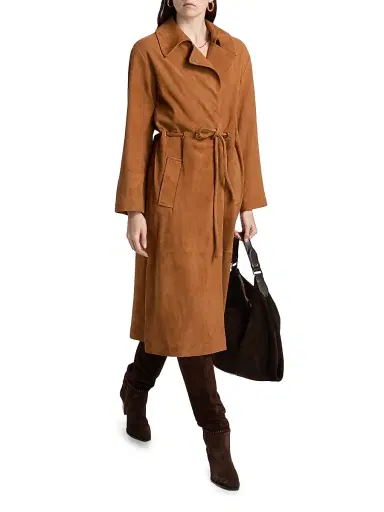 Ba&sh Women's Matte Suede Trench Coat - Camel - Size Large | Thumbnail 2