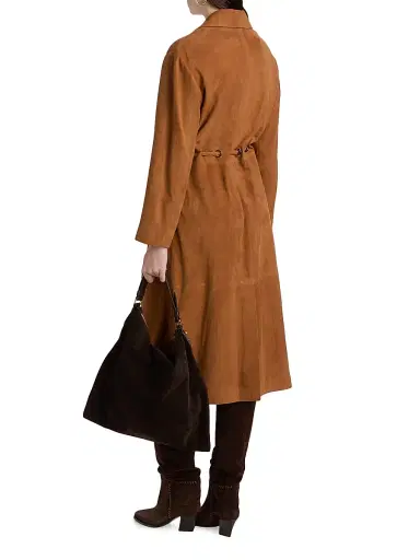 Ba&sh Women's Matte Suede Trench Coat - Camel - Size Large | Thumbnail 5