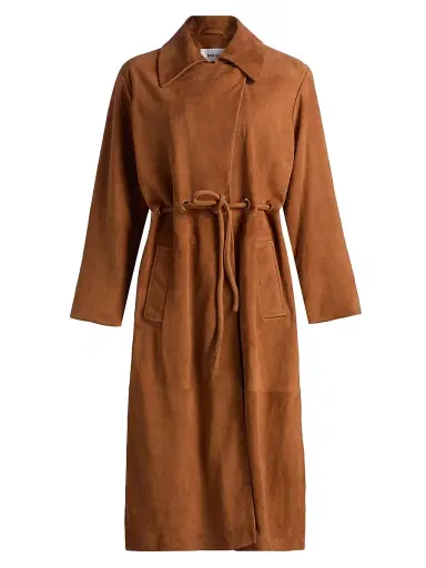 Ba&sh Women's Matte Suede Trench Coat - Camel - Size Large | Thumbnail 1
