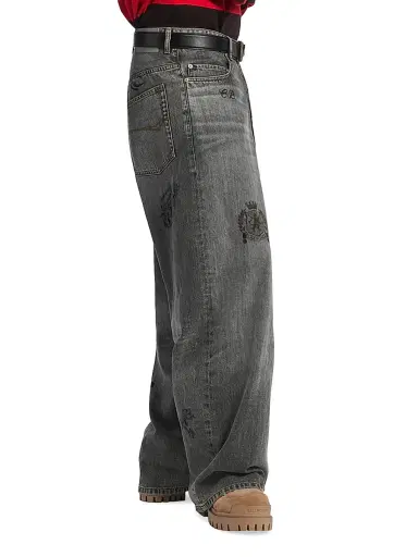 Balenciaga Men's Tattoo Baggy Jeans - Dark Grey - Size Medium | Thumbnail 4