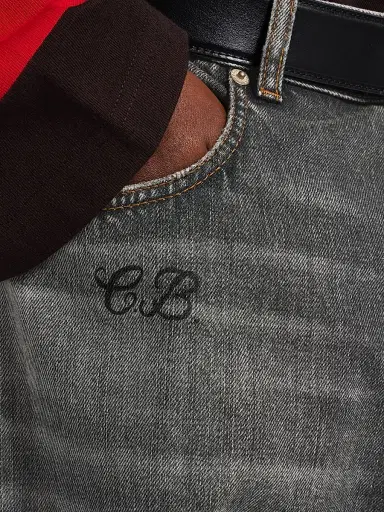 Balenciaga Men's Tattoo Baggy Jeans - Dark Grey - Size Medium | Thumbnail 5