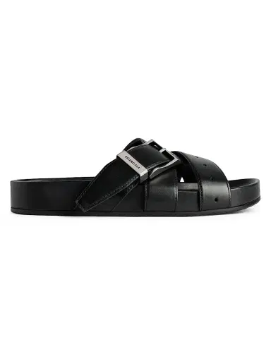 Balenciaga Men's Belt Mules - Black - Size 7 | Thumbnail 1