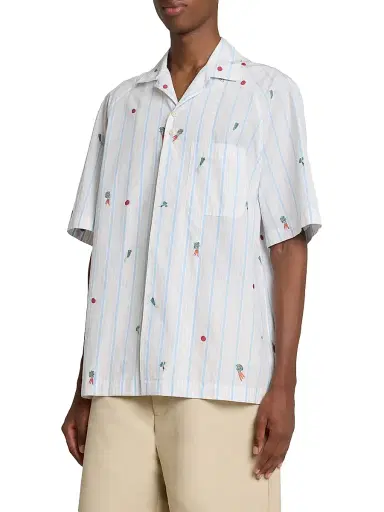 Jacquemus Men's La Chemise Striped-Cotton Short-Sleeve Shirt - Jacquard Classic Stripes - Size 46 | Thumbnail 3