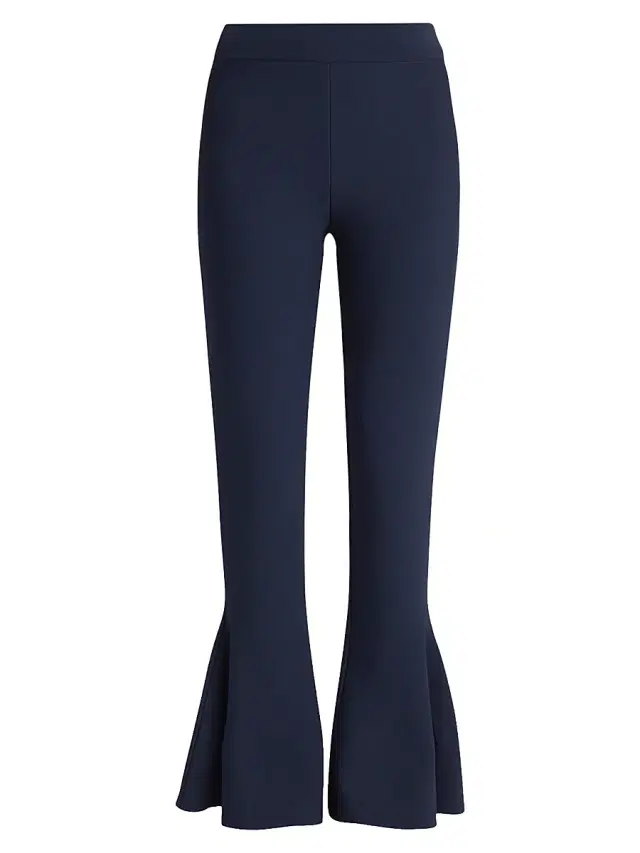 Women's Compact Knit Peplum-Cuff Trousers - Navy