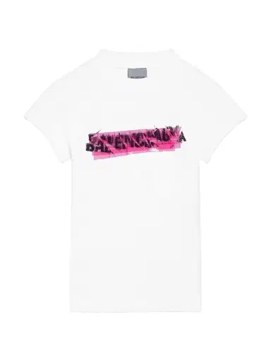 Balenciaga Women's Messy Spray Chopped Back T-Shirt - White - Size XL | Thumbnail 1 Balenciaga Women's Messy Spray Chopped Back T-Shirt - White - Size XL | Thumbnail 1