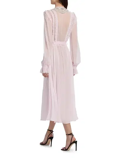 Self-Portrait Women's Pleated Embellished Belted Midi-Dress - Pink - Size 12 | Thumbnail 5 Self-Portrait Women's Pleated Embellished Belted Midi-Dress - Pink - Size 12 | Thumbnail 5