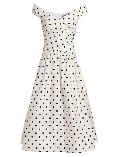 Self-Portrait Women's Polka Dot Cotton Midi-Dress | Thumbnail 1 Self-Portrait Women's Polka Dot Cotton Midi-Dress | Thumbnail 1