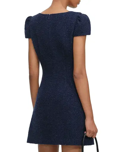 Self-Portrait Women's Textured Bouclé Minidress - Navy - Size 12 | Thumbnail 5