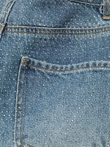 Self-Portrait Women's Rhinestone Straight-Leg Jeans - Blue - Size 32 | Thumbnail 7