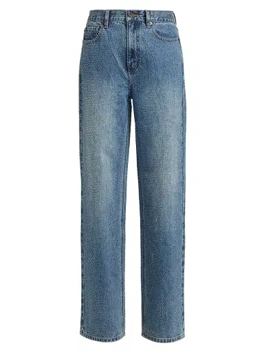 Self-Portrait Women's Rhinestone Straight-Leg Jeans - Blue - Size 32 | Thumbnail 1