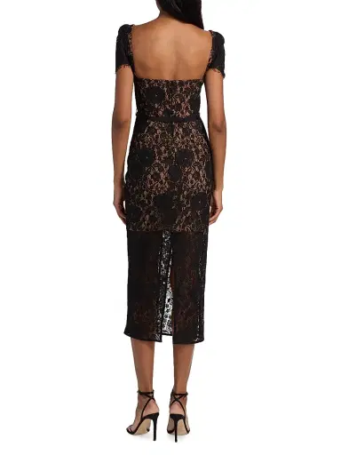 Self-Portrait Women's Floral Lace Sweetheart Midi-Dress - Black - Size 6 | Thumbnail 5