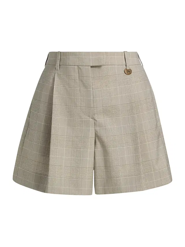 Women's Raina Glen Check Wool Shorts - Cloudy White