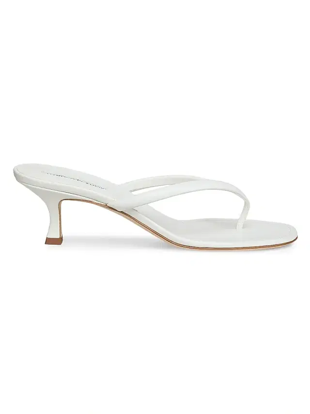 Manolo Blahnik Women's Paterno 50MM Leather Sandals - White