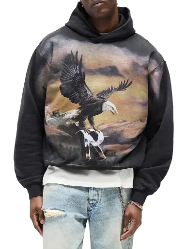 Represent Men's Graphic Cotton Hoodie - Stained Black - Size XXL | Thumbnail 3
