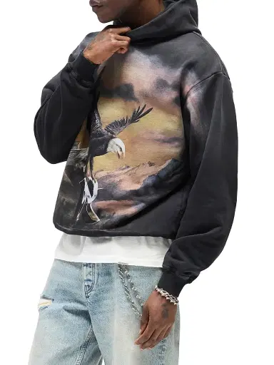 Represent Men's Graphic Cotton Hoodie - Stained Black - Size XXL | Thumbnail 4