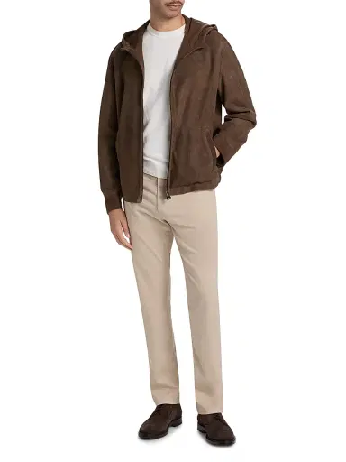 Canali Men's Perforated Suede Hooded Jacket - Brown - Size 46 | Thumbnail 2 Canali Men's Perforated Suede Hooded Jacket - Brown - Size 46 | Thumbnail 2