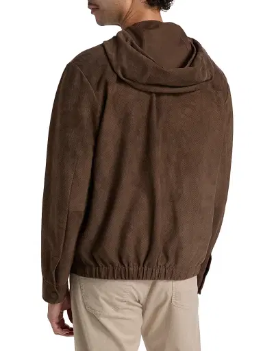 Canali Men's Perforated Suede Hooded Jacket - Brown - Size 46 | Thumbnail 5 Canali Men's Perforated Suede Hooded Jacket - Brown - Size 46 | Thumbnail 5