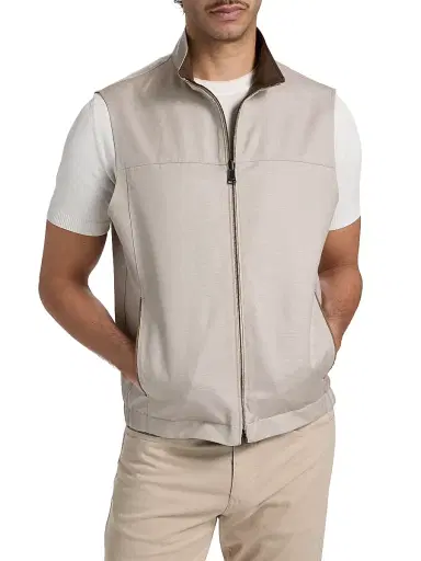 Canali Men's Reversible Wool-Linen Zip-Front Vest - Tan - Size 44 | Thumbnail 3 Canali Men's Reversible Wool-Linen Zip-Front Vest - Tan - Size 44 | Thumbnail 3