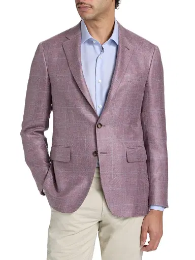 Canali Men's Kei Windowpane Plaid Sport Coat - Brown - Size 42 | Thumbnail 3