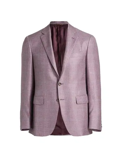 Canali Men's Kei Windowpane Plaid Sport Coat - Brown - Size 42 | Thumbnail 1
