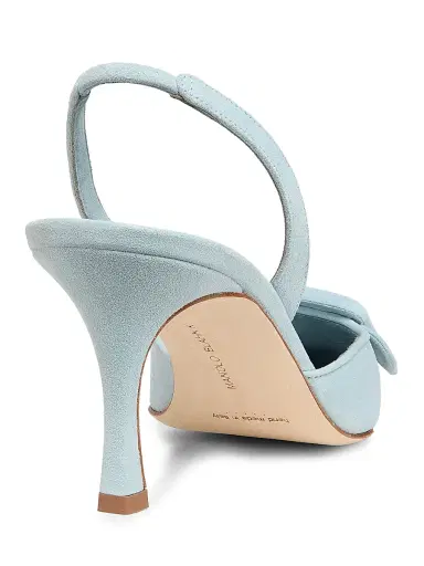 Manolo Blahnik Women's Maysli 70MM Suede Slingback Pumps - Light Blue | Thumbnail 3