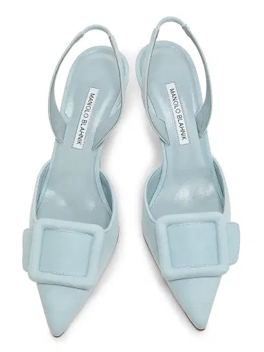 Manolo Blahnik Women's Maysli 70MM Suede Slingback Pumps - Light Blue | Thumbnail 4