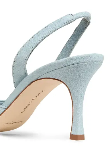 Manolo Blahnik Women's Maysli 70MM Suede Slingback Pumps - Light Blue | Thumbnail 5