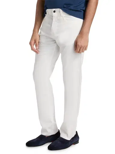 Canali Men's Stretch-Cotton Straight Jeans - White - Size 34 | Thumbnail 4