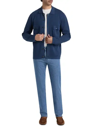 Canali Men's Chest Pocket Knit Overshirt | Thumbnail 2