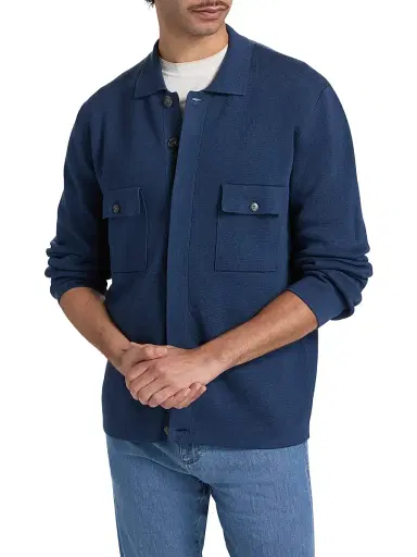 Canali Men's Chest Pocket Knit Overshirt | Thumbnail 3