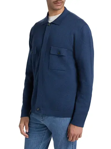 Canali Men's Chest Pocket Knit Overshirt | Thumbnail 4