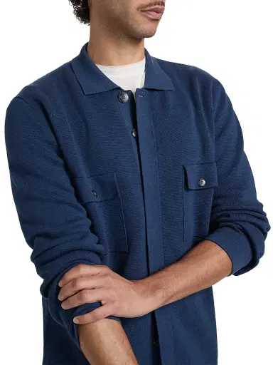 Canali Men's Chest Pocket Knit Overshirt | Thumbnail 6