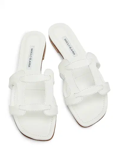 Manolo Blahnik Women's Grellanu Leather Slides | Thumbnail 4