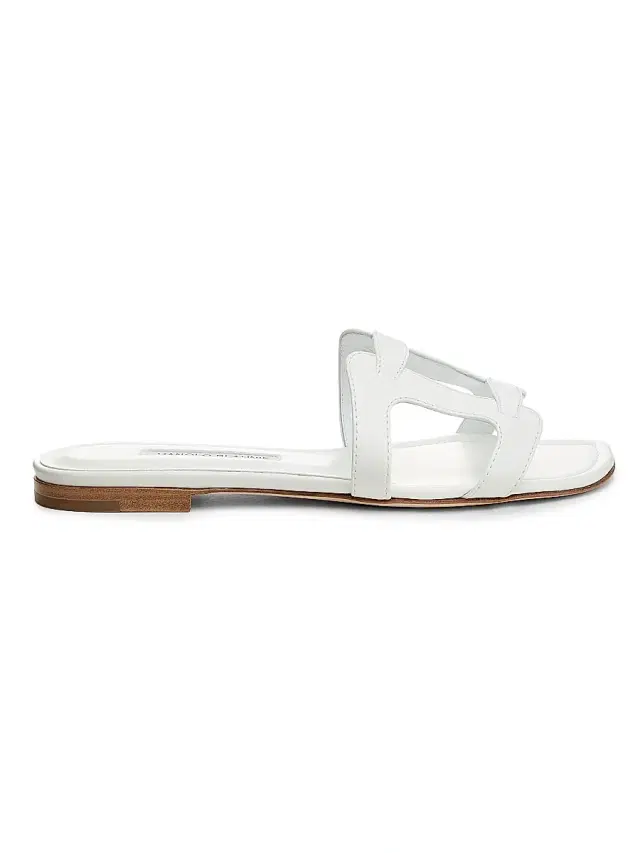 Manolo Blahnik Women's Grellanu Leather Slides - White  Sandals