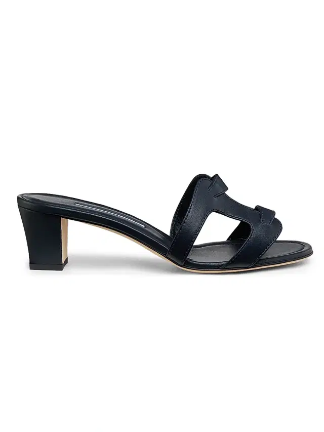 Manolo Blahnik Women's Grellanu 50MM Leather Block-Heel Sandals - Navy