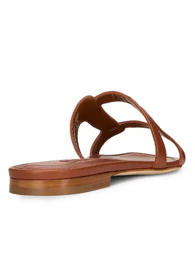 Manolo Blahnik Women's Grellanuflat Leather Sandals - Brown | Thumbnail 3