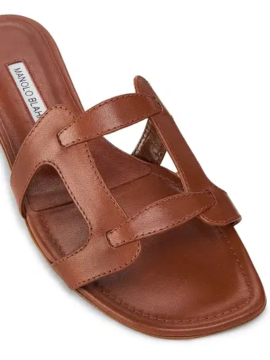 Manolo Blahnik Women's Grellanuflat Leather Sandals - Brown | Thumbnail 5