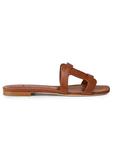 Manolo Blahnik Women's Grellanuflat Leather Sandals - Brown | Thumbnail 1