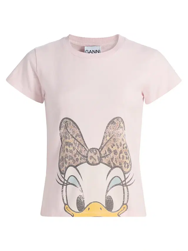 Ganni Women's Daisy Cotton Jersey T-Shirt - Chalk Pink