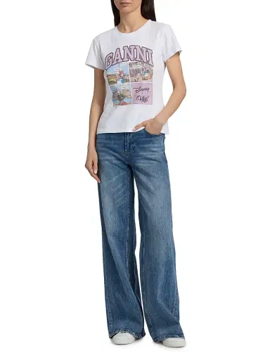 Ganni Women's Cartoon Cotton Jersey T-Shirt - Bright White | Thumbnail 2