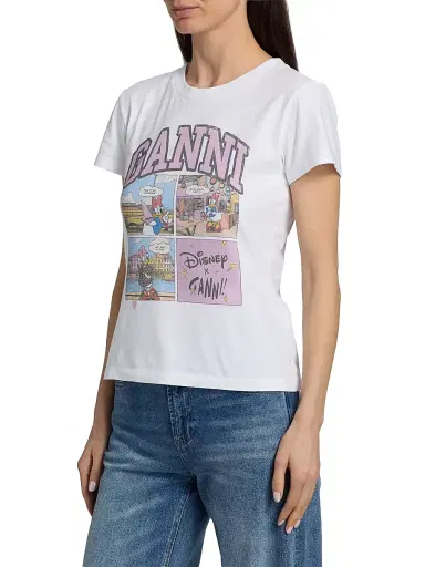 Ganni Women's Cartoon Cotton Jersey T-Shirt - Bright White | Thumbnail 4