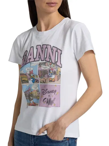 Ganni Women's Cartoon Cotton Jersey T-Shirt - Bright White | Thumbnail 6