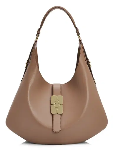 Ganni Women's Kat Large Leather Hobo Bag - Coca Mocha | Thumbnail 1 Ganni Women's Kat Large Leather Hobo Bag - Coca Mocha | Thumbnail 1