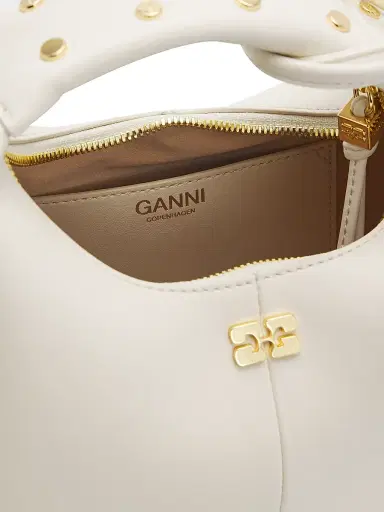 Ganni Women's Mini Studded Hobo Bag - Egret | Thumbnail 4 Ganni Women's Mini Studded Hobo Bag - Egret | Thumbnail 4