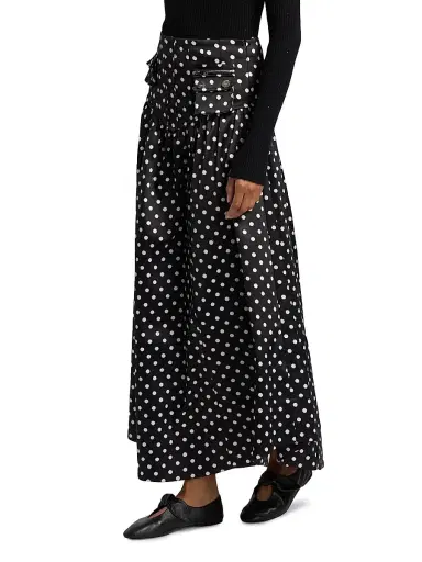 Ganni Women's Printed Double Satin Corset A-Line Maxi Skirt - Black | Thumbnail 4 Ganni Women's Printed Double Satin Corset A-Line Maxi Skirt - Black | Thumbnail 4