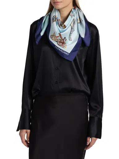 Ferragamo Women's Printed Silk Scarf | Thumbnail 2 Ferragamo Women's Printed Silk Scarf | Thumbnail 2
