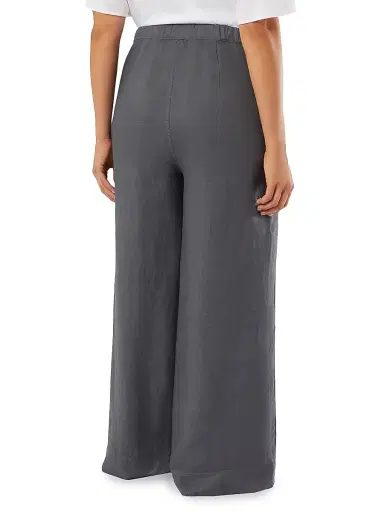 Marina Rinaldi Women's Ramie Twill Trousers - Medium Grey - Size 16 | Thumbnail 4